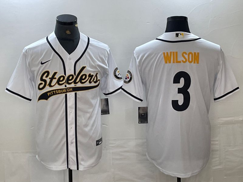 Men Pittsburgh Steelers #3 Wilson White 2024 Nike Co branded NFL Jersey style 2->philadelphia eagles->NFL Jersey